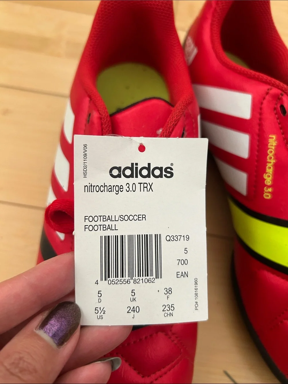 adidas Kids Red & Neon Yellow Soccer Sneakers